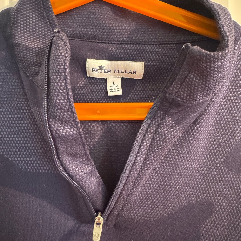 Peter Millar Boys Navy Camo Quarter-Zip Sweater